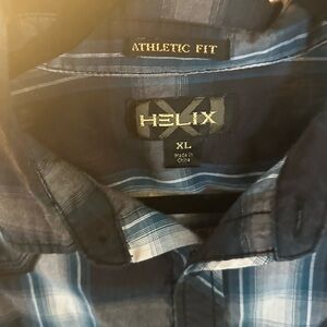Helix Navy and Light Blue Checkered Shirt XL